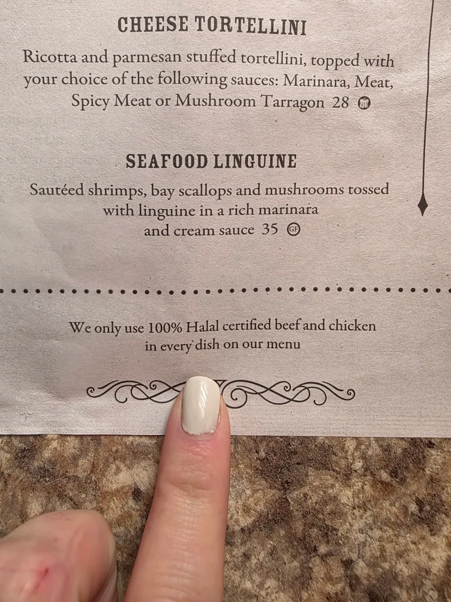 Menu, The Old Spaghetti Factory