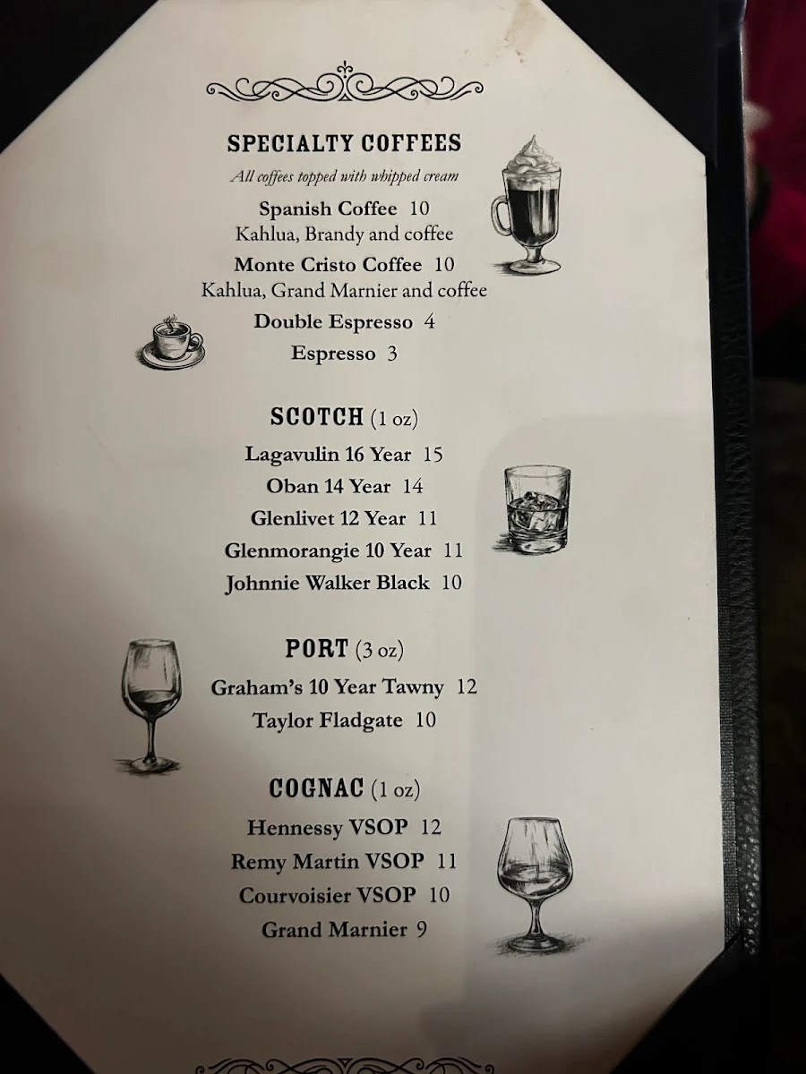 Menu, The Old Spaghetti Factory