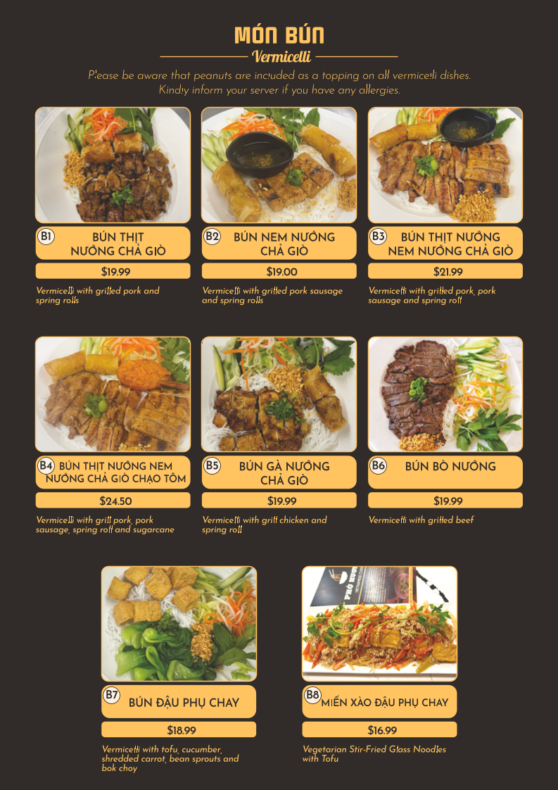 Menu, Pho Huong