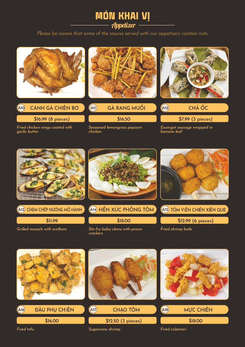 Menu, Pho Huong