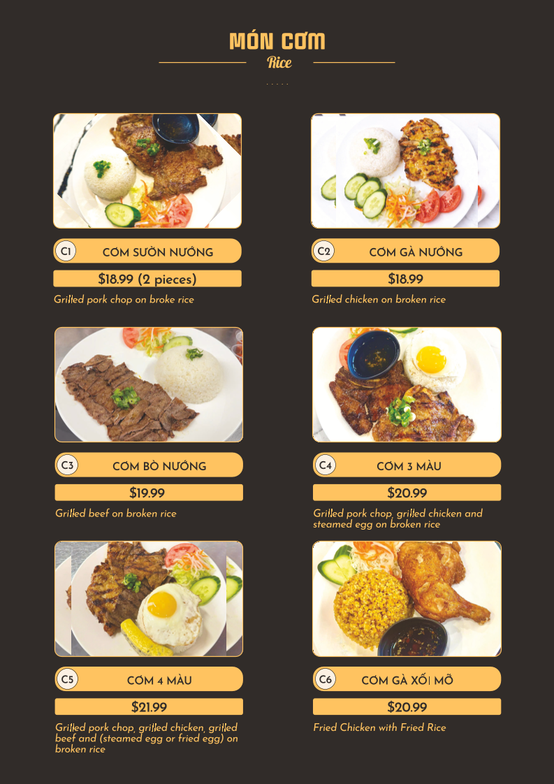 Menu, Pho Huong