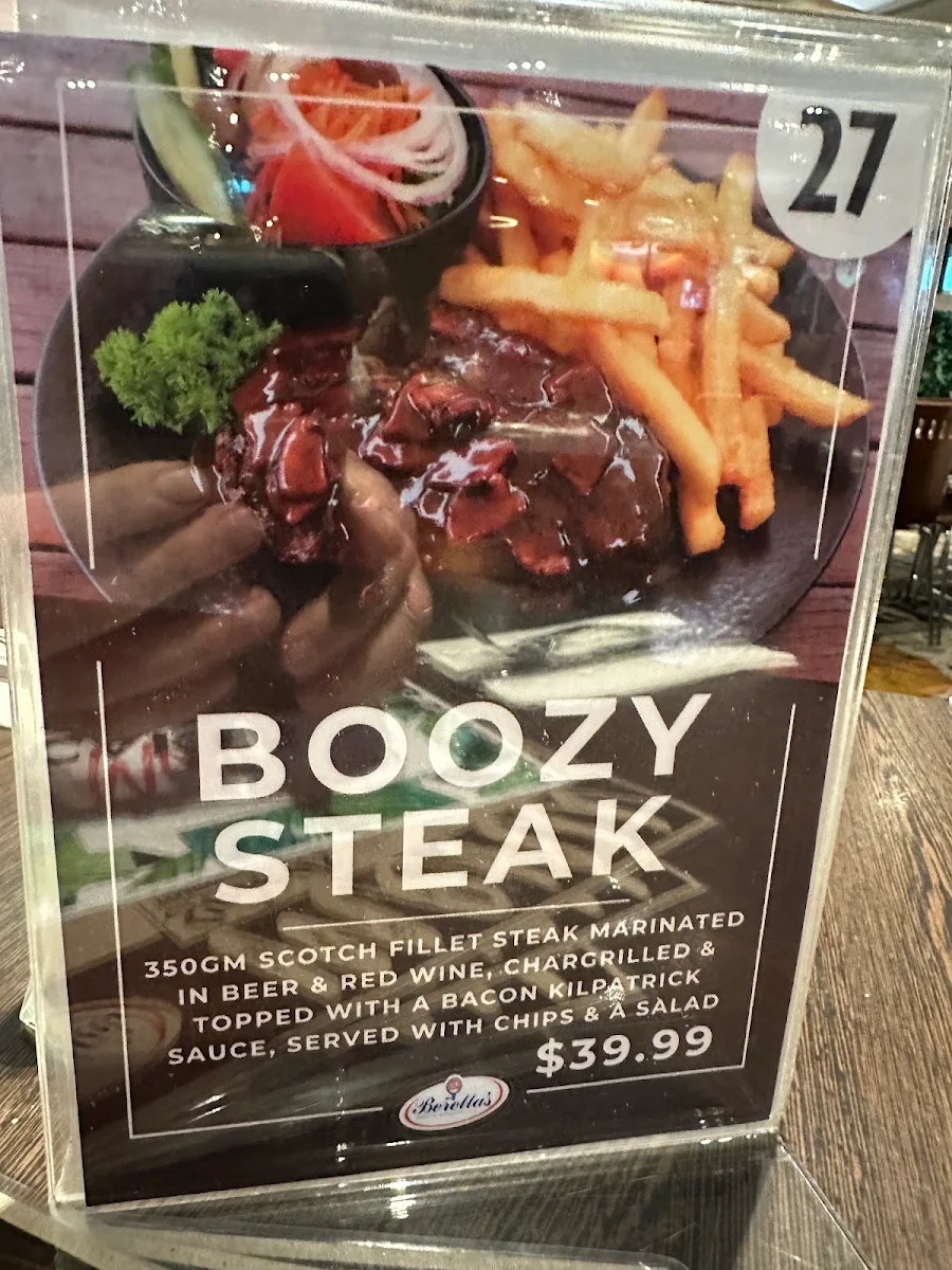 Menu, Beretta's Langwarrin Hotel