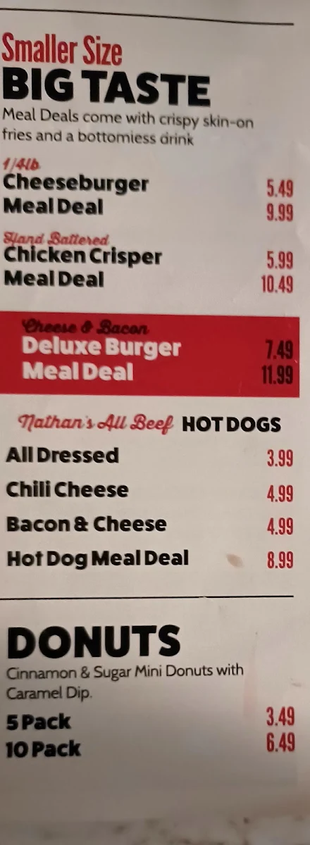 Menu, Fatburger Medicine Hat
