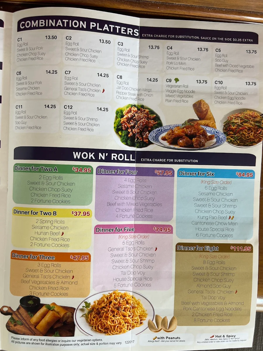 Menu, Wok 'N Roll