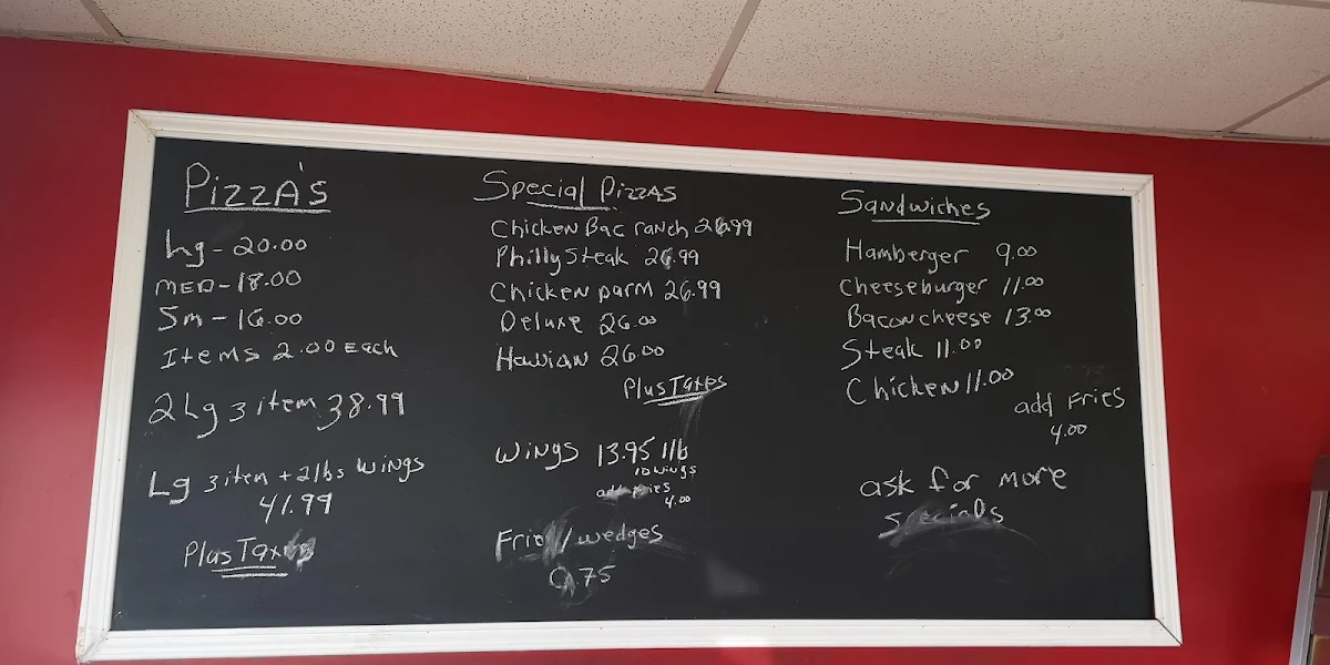 Menu, Gus's Pizza