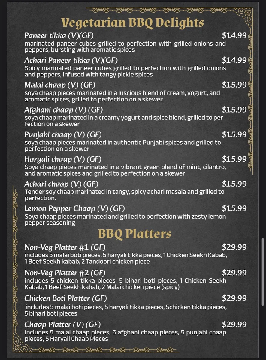 Menu, Haveli Restaurant