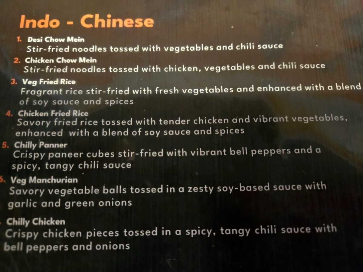 Menu, Haveli Restaurant