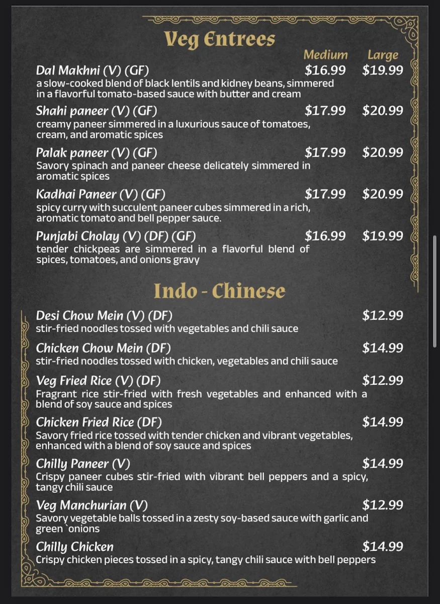 Menu, Haveli Restaurant