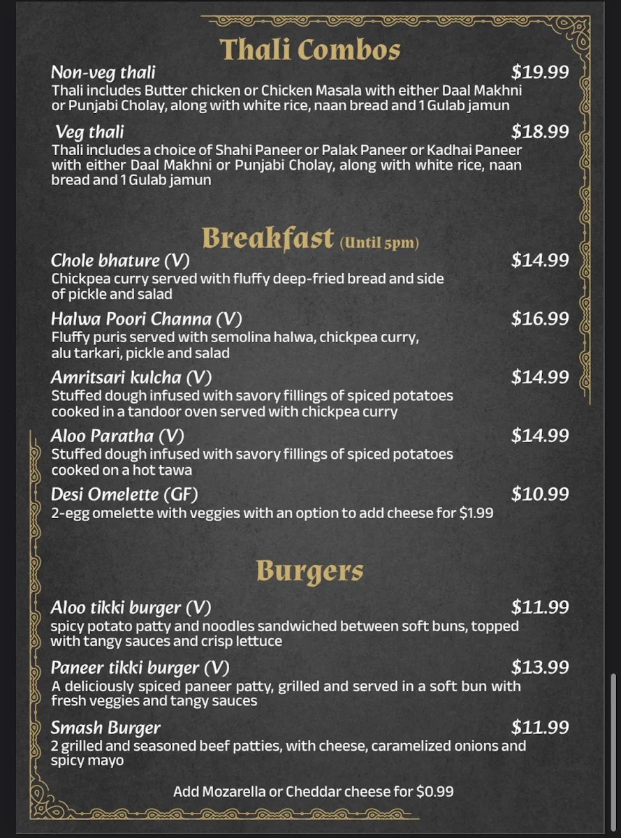 Menu, Haveli Restaurant