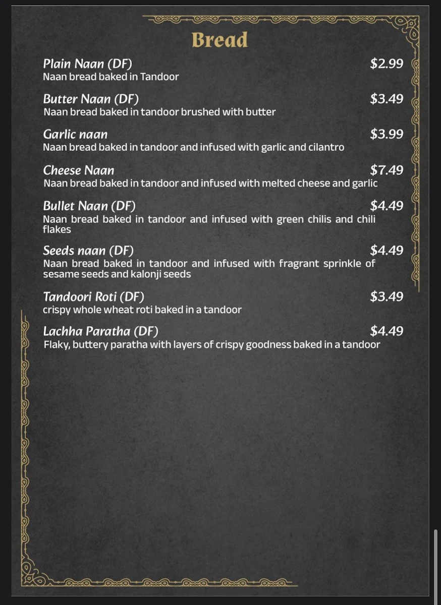 Menu, Haveli Restaurant