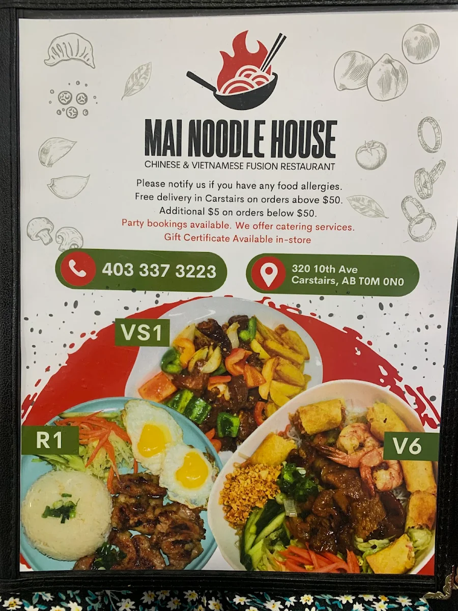 Menu, Mai Noodle House