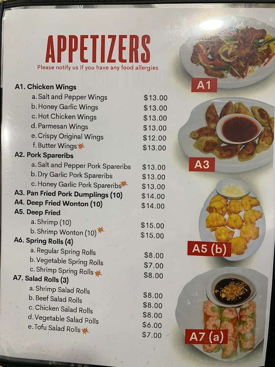Menu, Mai Noodle House