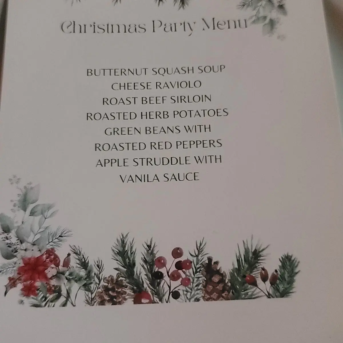 Menu, The Boiler Room