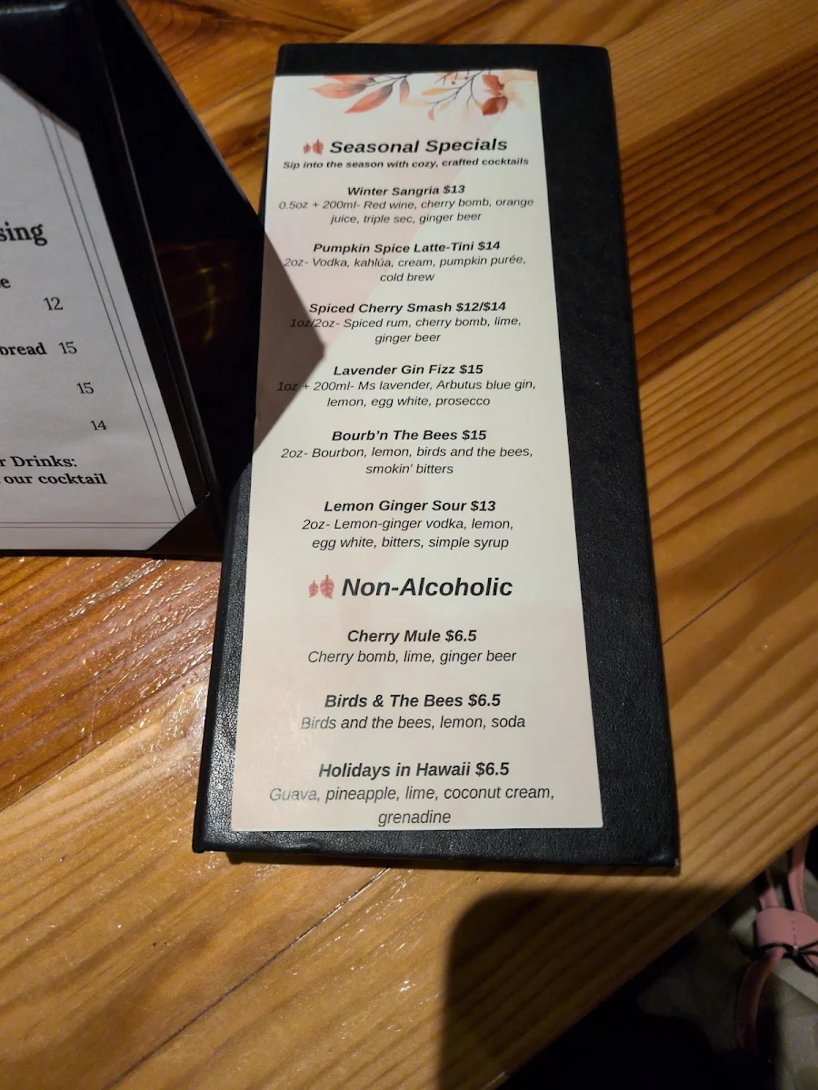 Menu, Modern Cafe Nanaimo