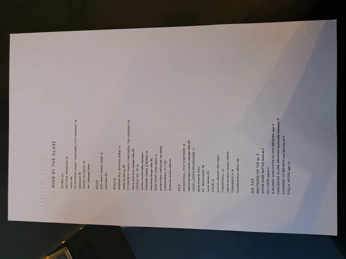 Menu, The Veranda