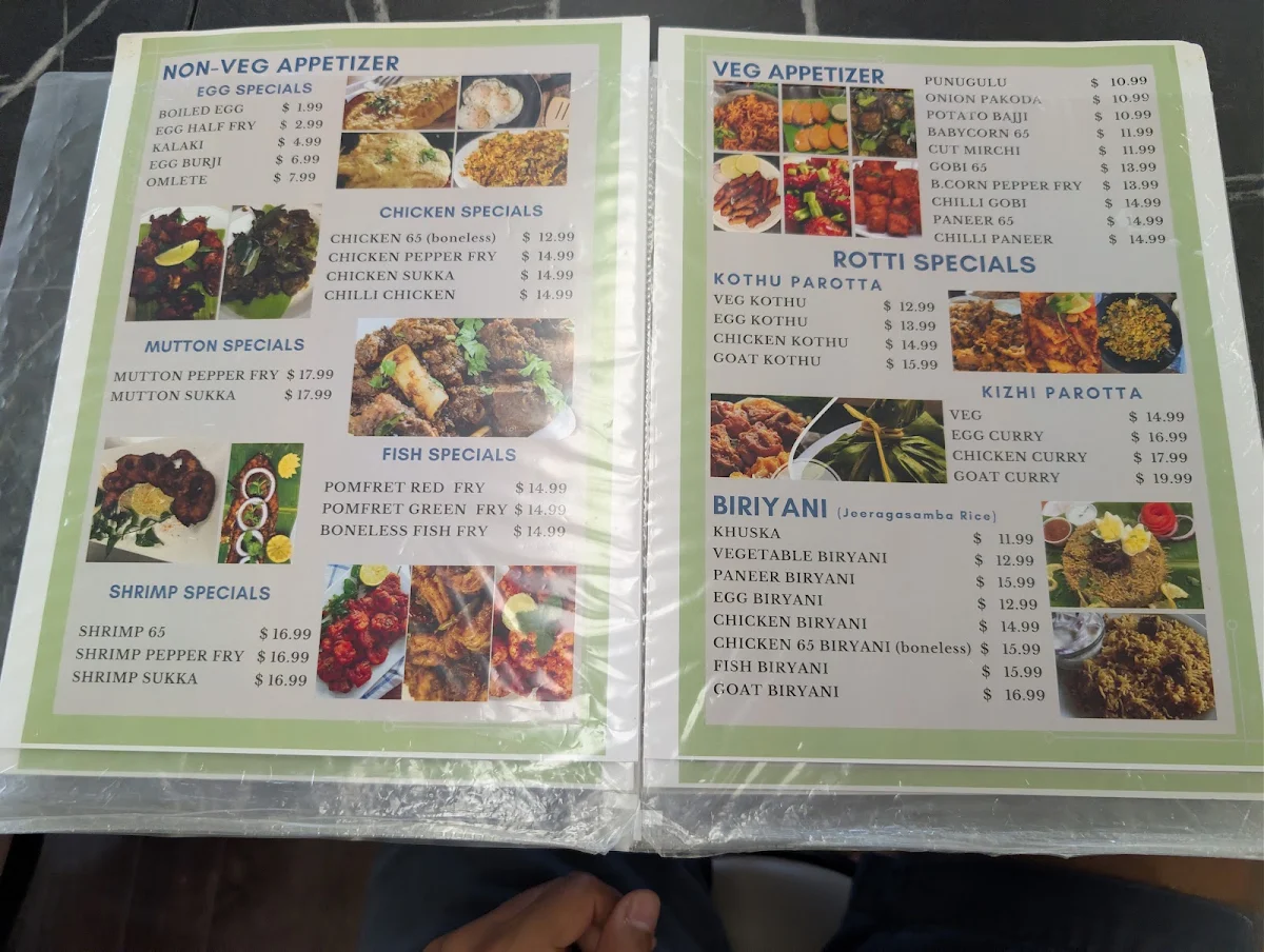 Menu, Amma's Kitchen
