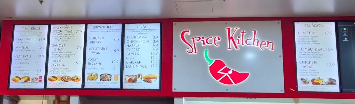 Menu, Spice Kitchen QV