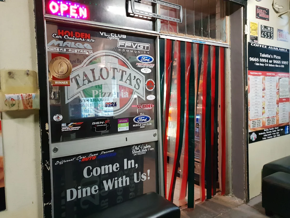 Menu, Talotta's Pizzeria - Kurnell