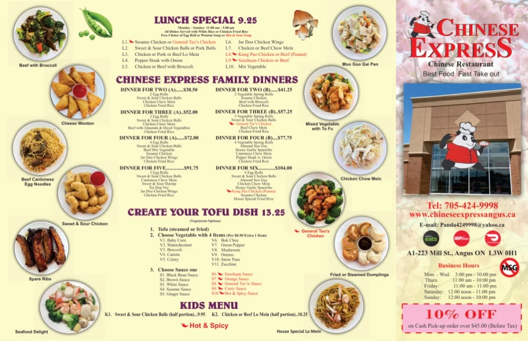 Menu, Chinese Express Angus