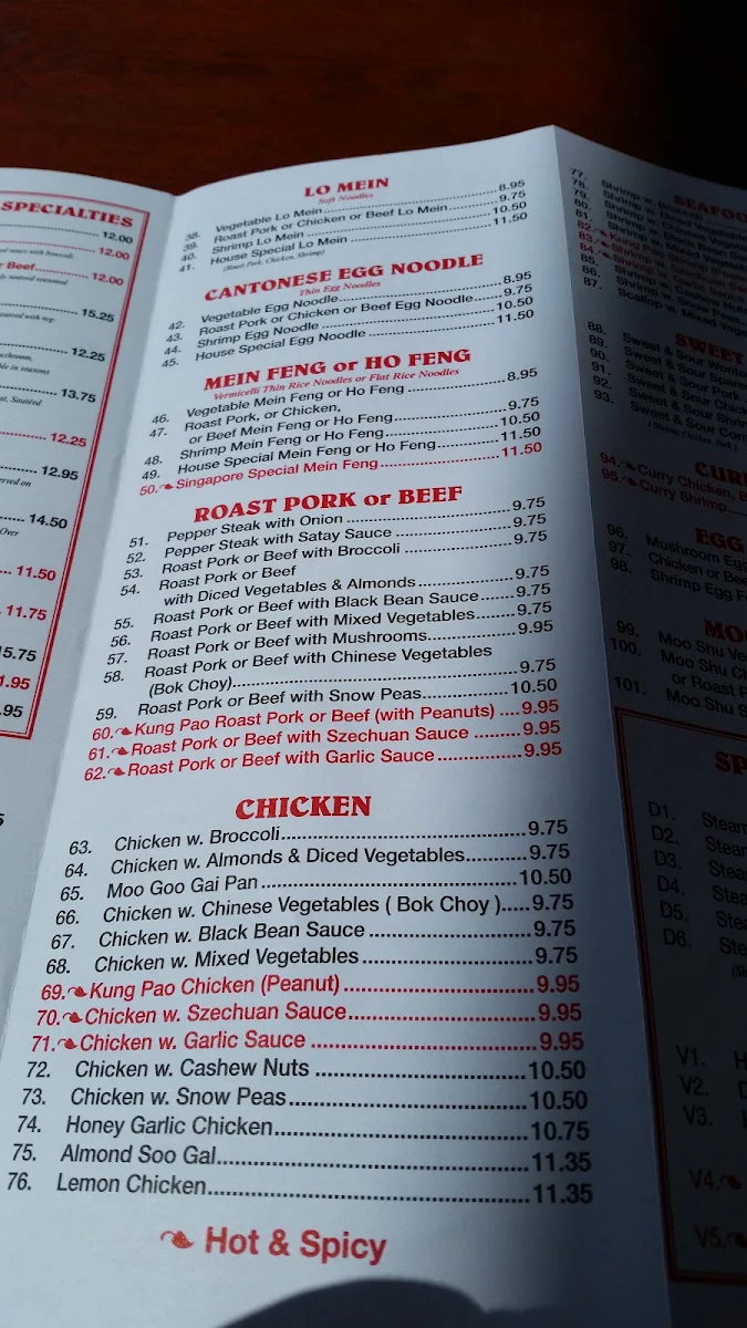 Menu, Chinese Express Angus