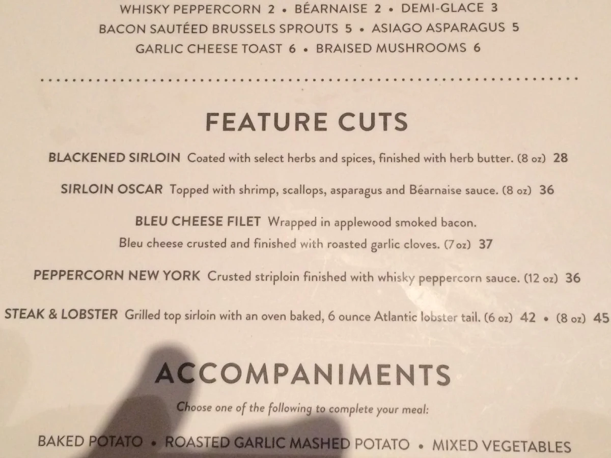 Menu, The Keg Steakhouse + Bar - Windsor Devonshire