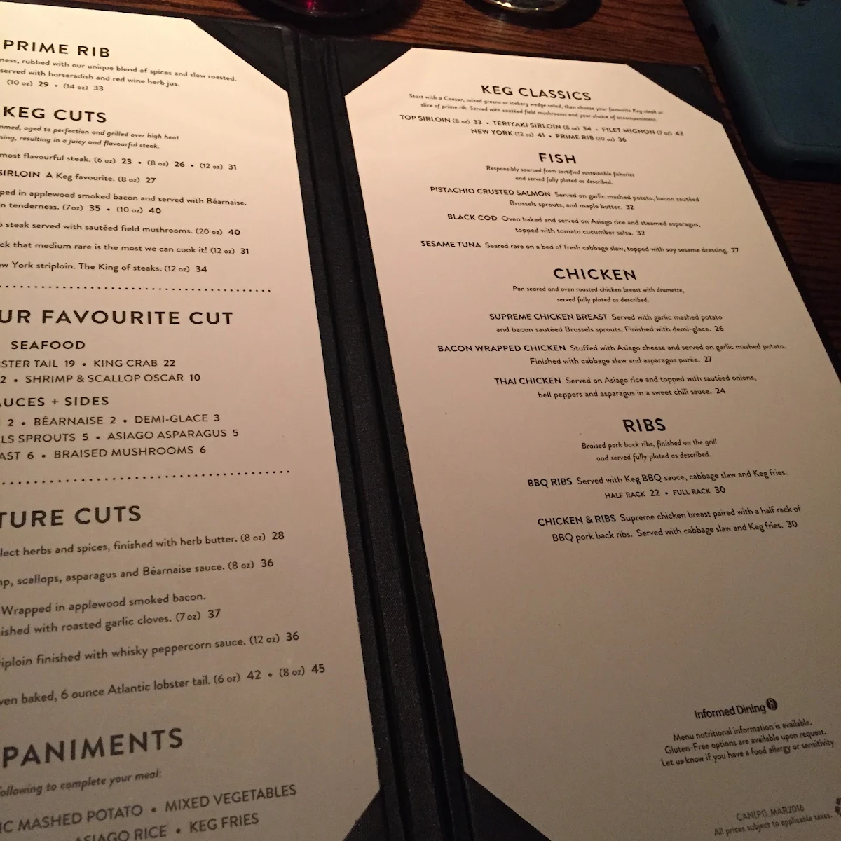 Menu, The Keg Steakhouse + Bar - Windsor Devonshire