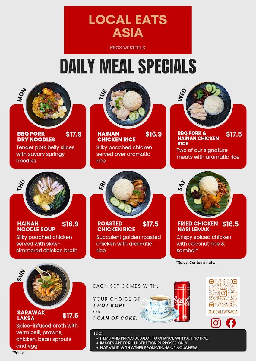 Menu, Local Eats Asia