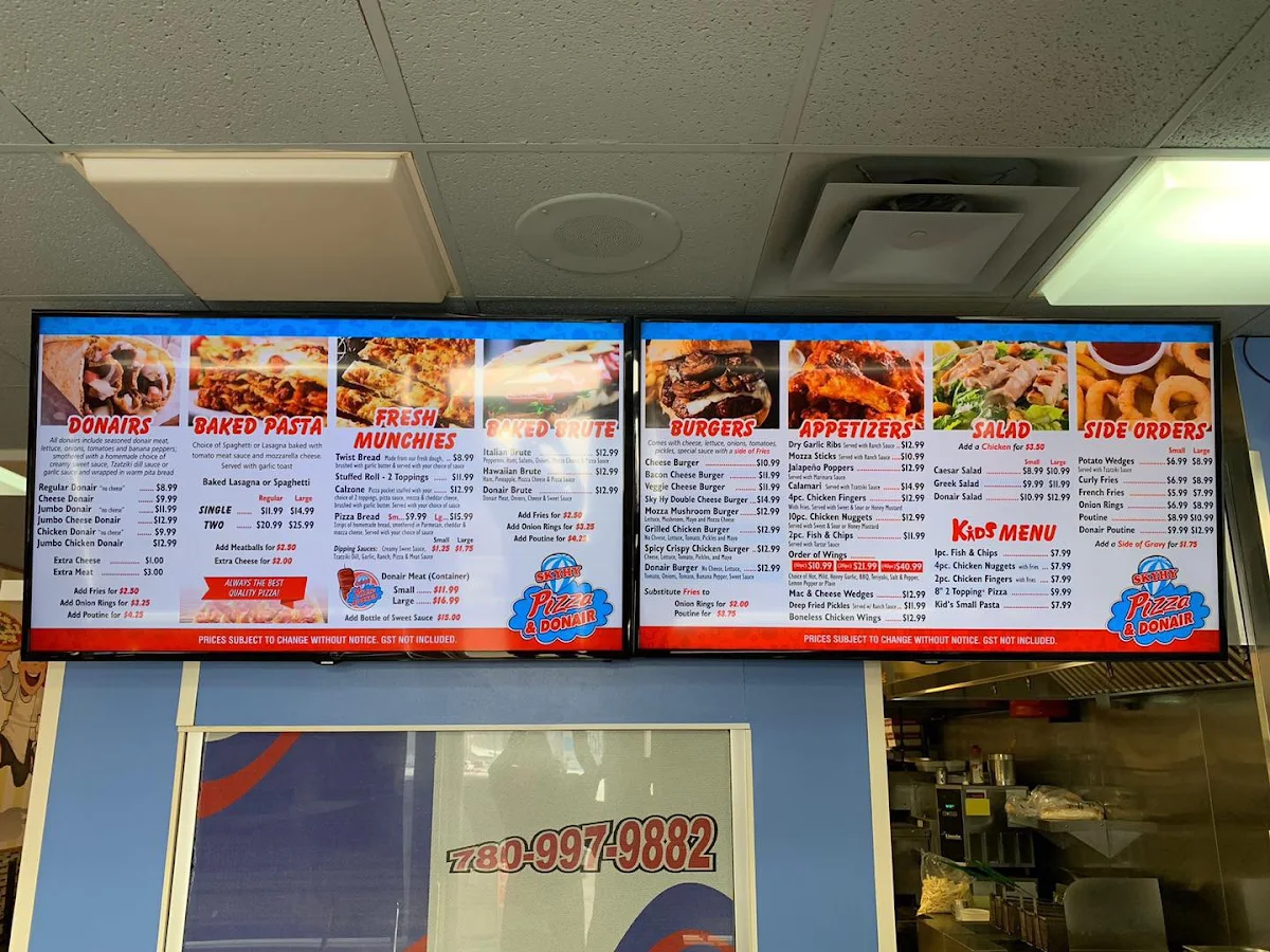 Menu, SkyHy Pizza & Donair