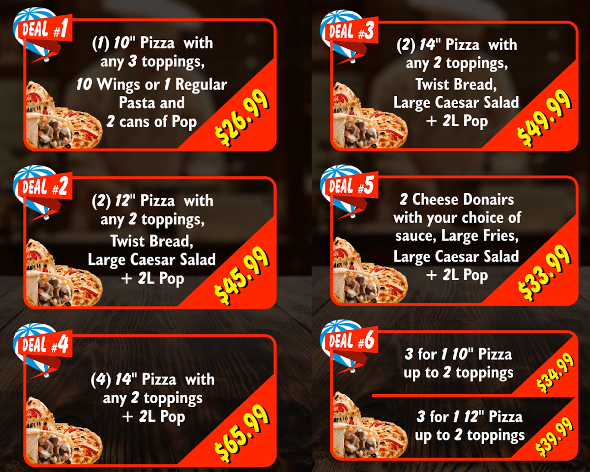 Menu, SkyHy Pizza & Donair