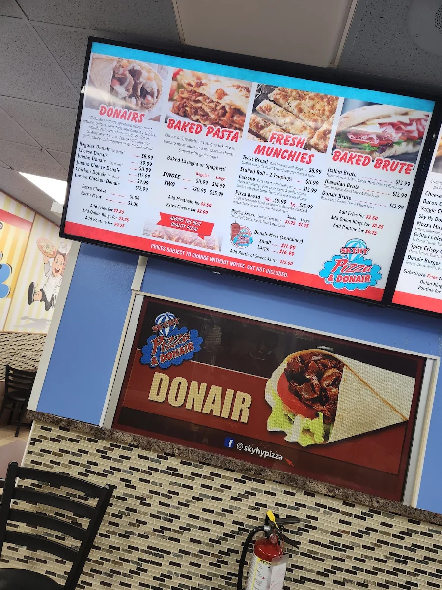 Menu, SkyHy Pizza & Donair