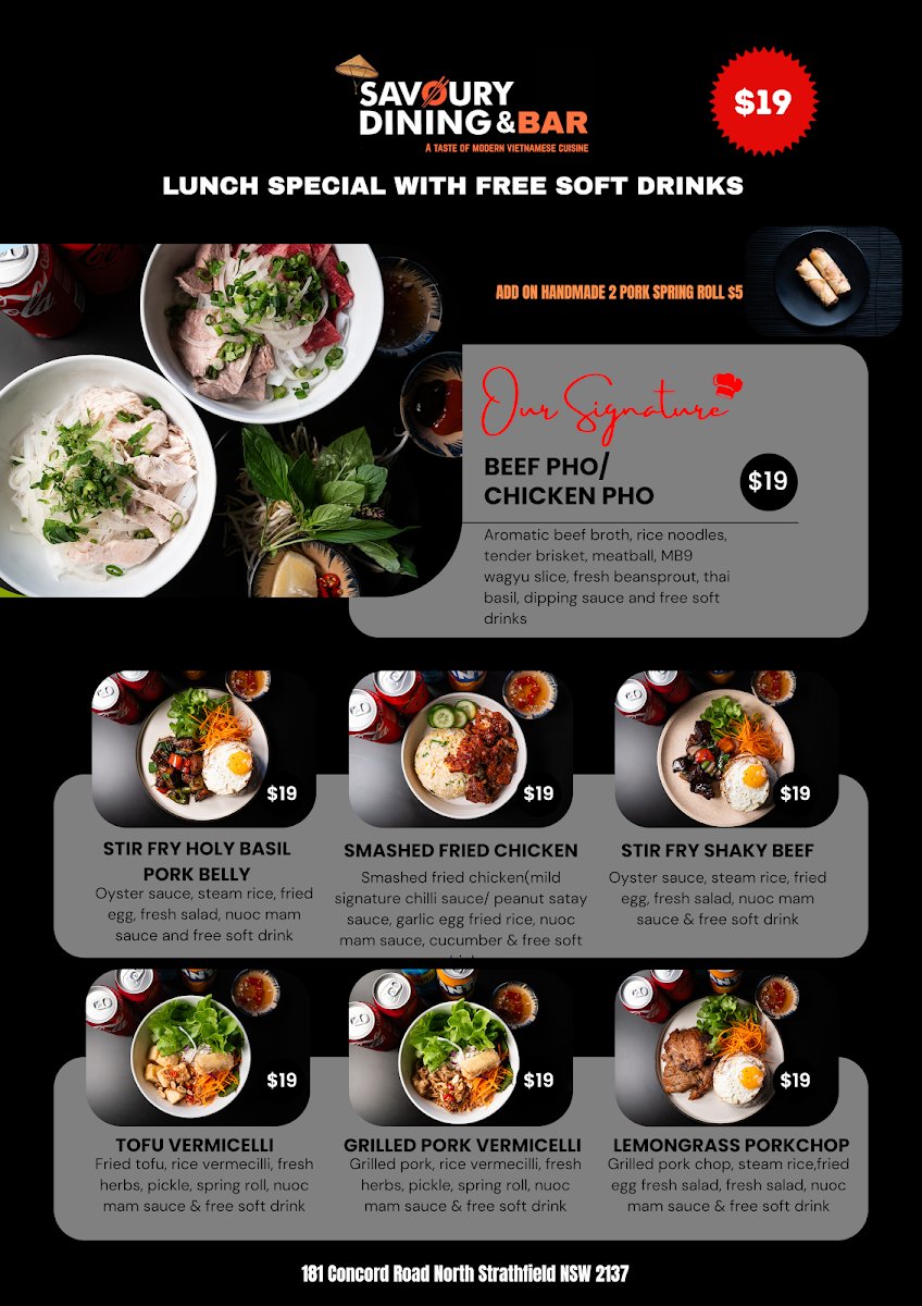 Menu, Savoury Dining & Bar North Strathfield