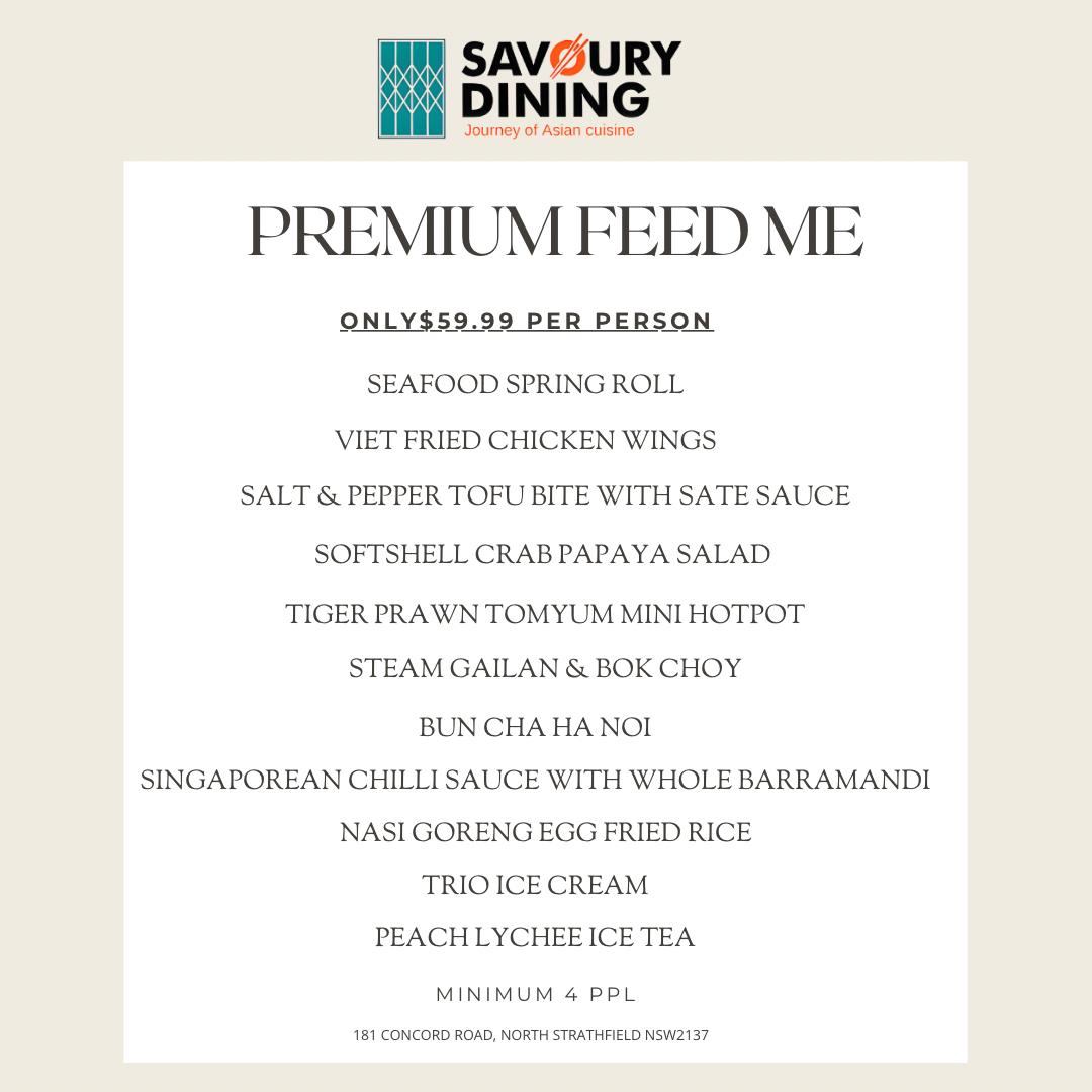 Menu, Savoury Dining & Bar North Strathfield