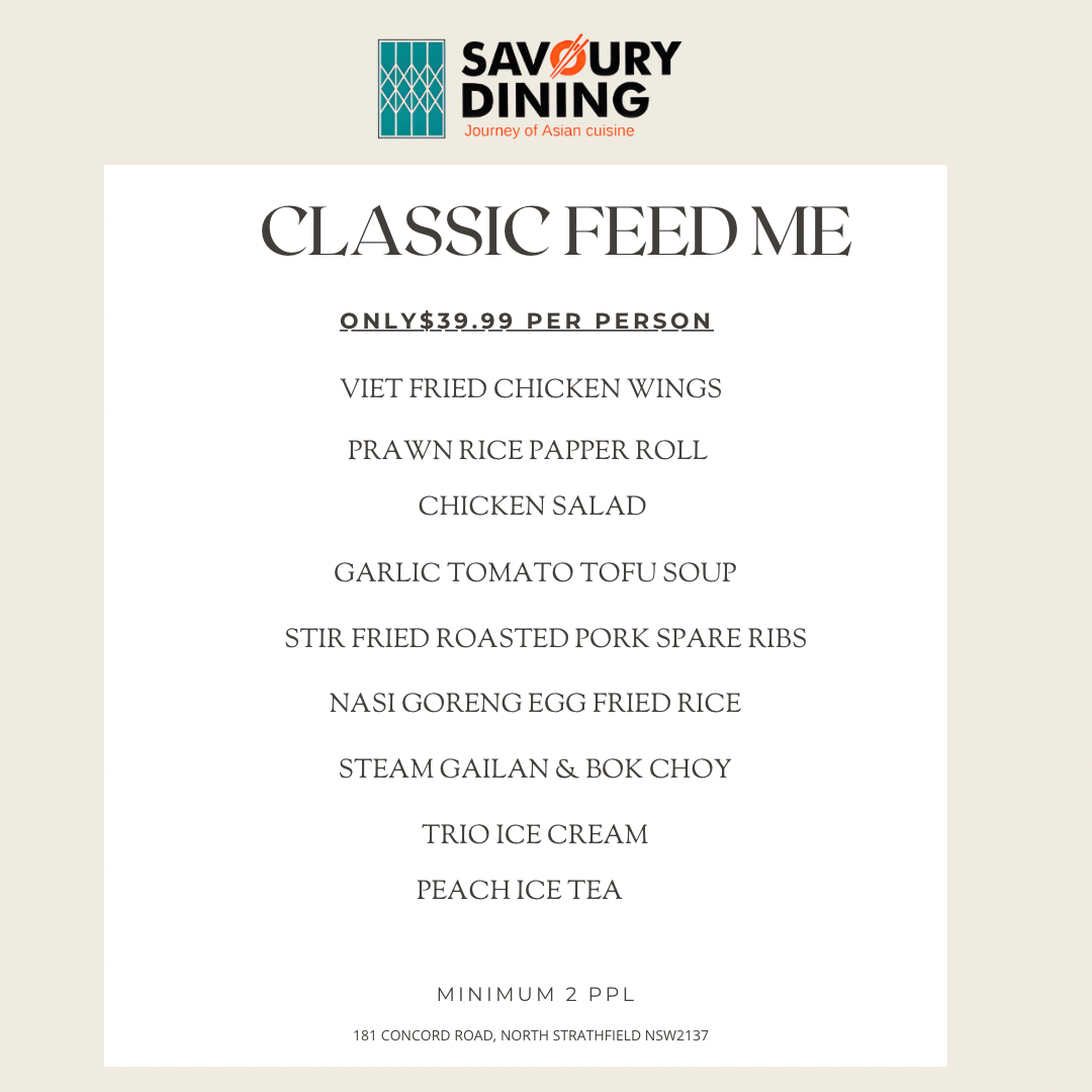 Menu, Savoury Dining & Bar North Strathfield