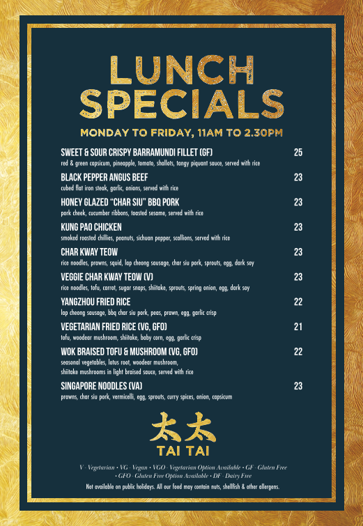 Menu, Tai Tai