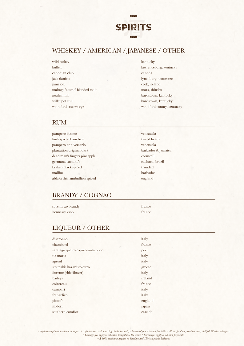 Menu, Tai Tai