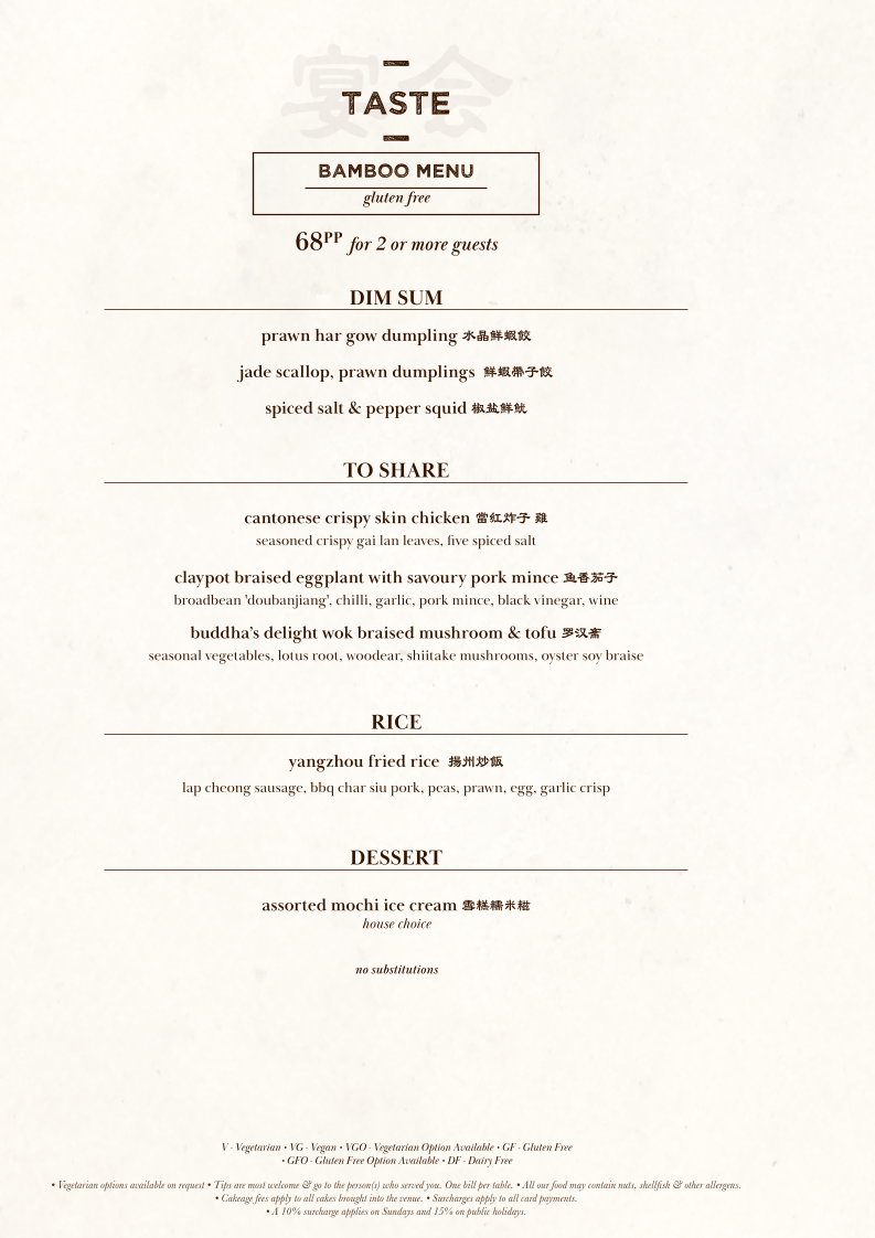 Menu, Tai Tai
