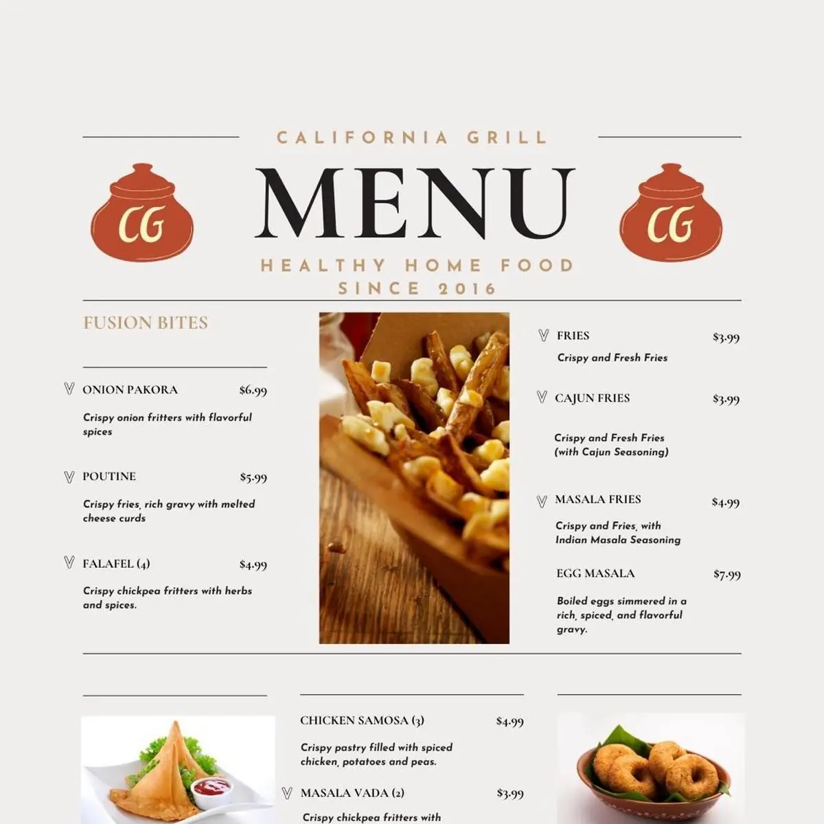 Menu, California Grill