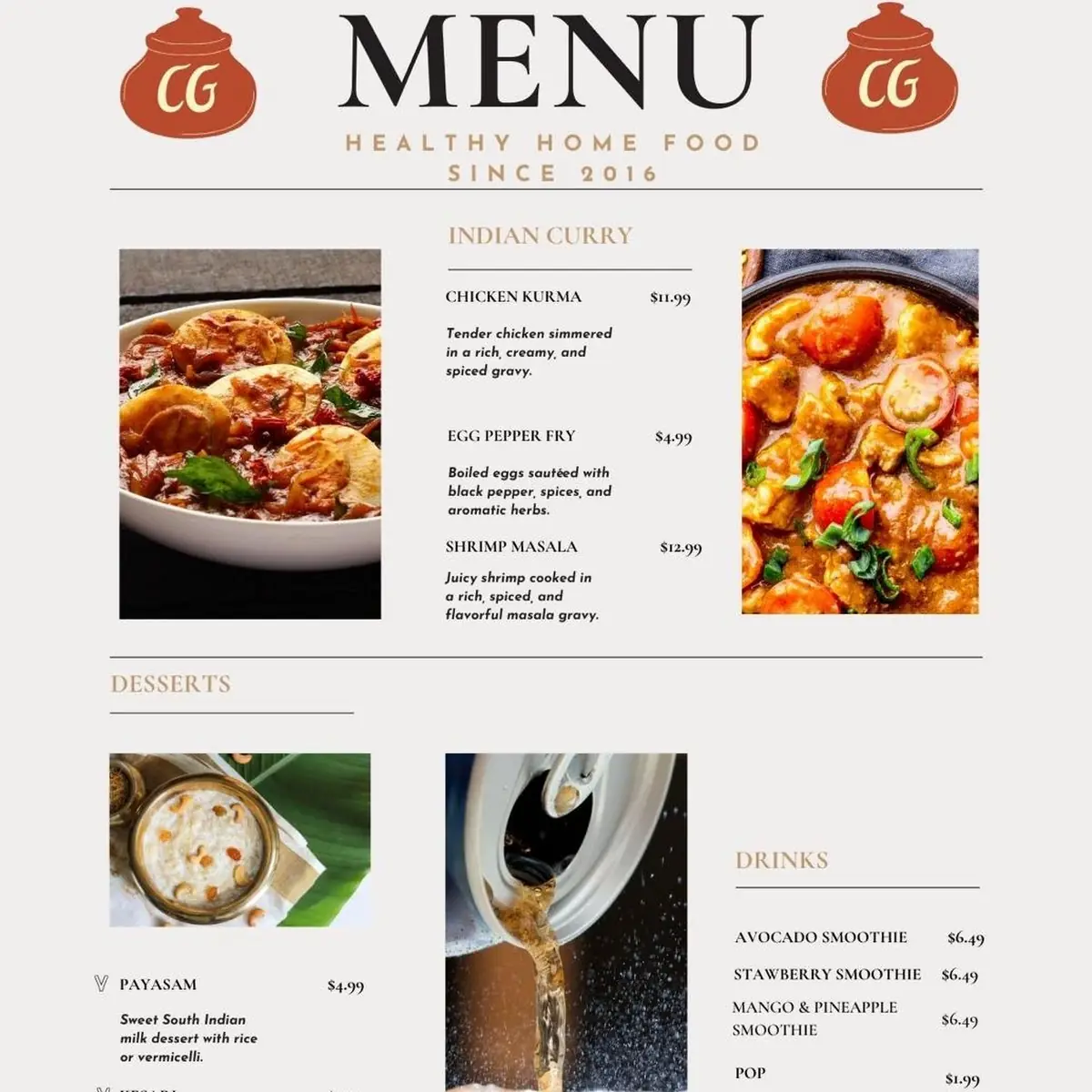 Menu, California Grill
