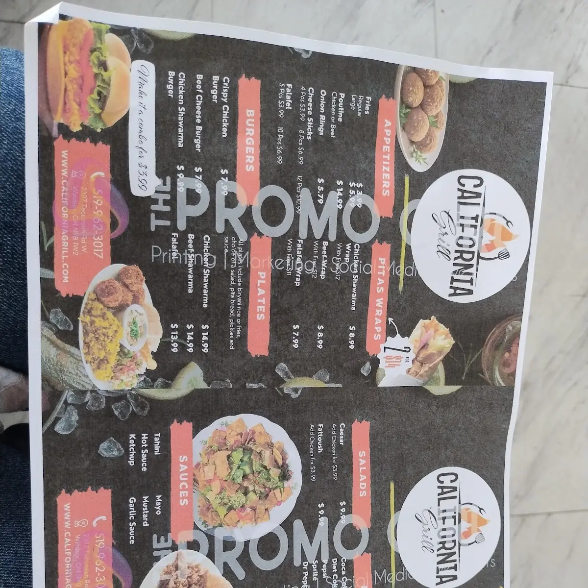 Menu, California Grill
