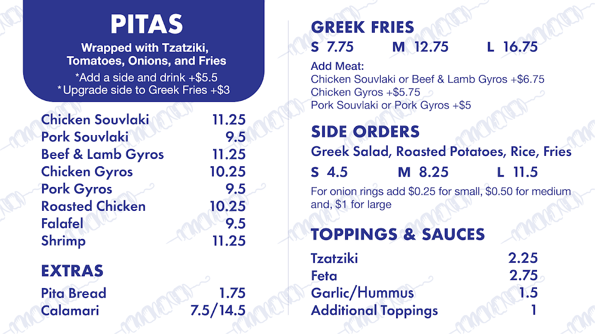 Menu, Aristos Souvlaki & Gyros