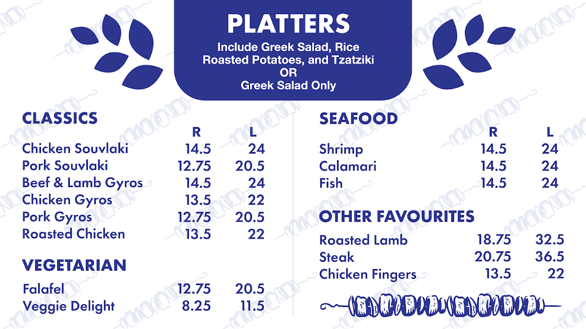 Menu, Aristos Souvlaki & Gyros