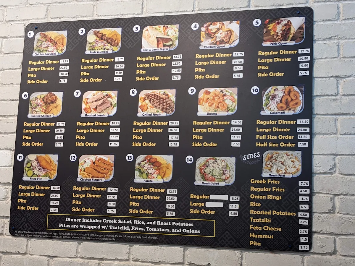 Menu, Aristos Souvlaki & Gyros