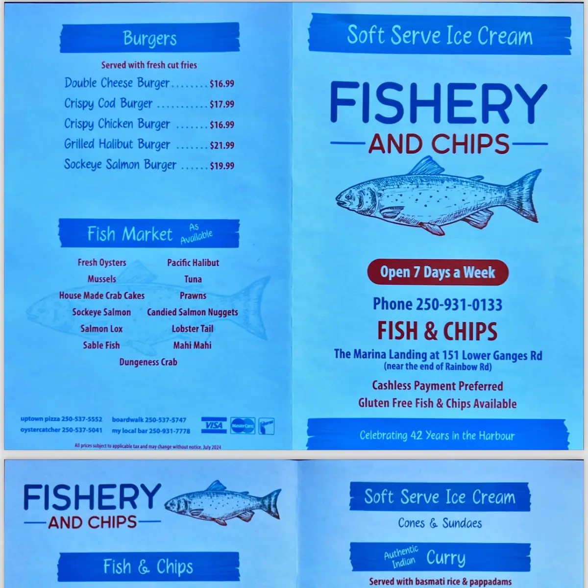Menu, Fishery & Chips