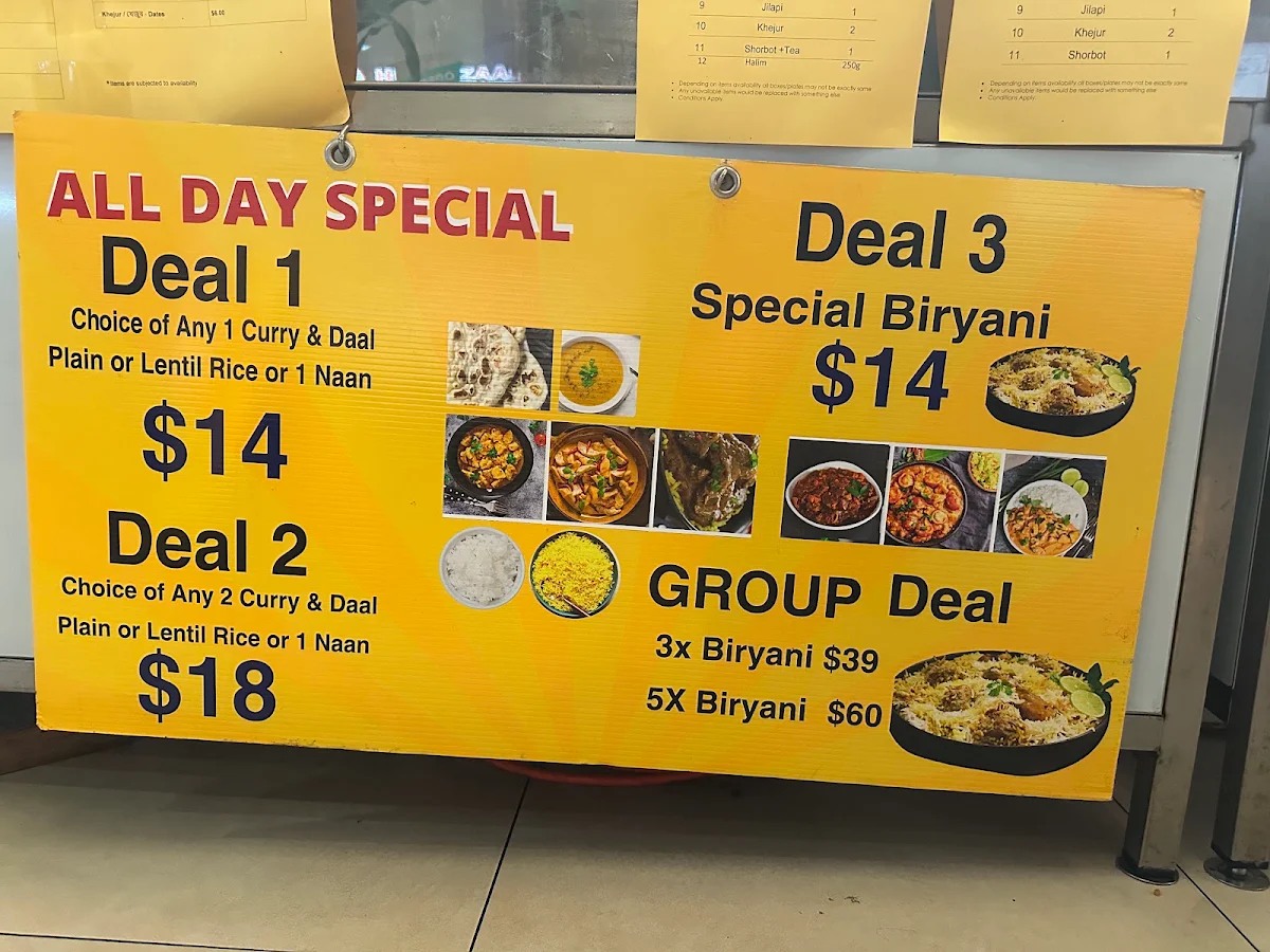 Menu, Hut-Bazaar