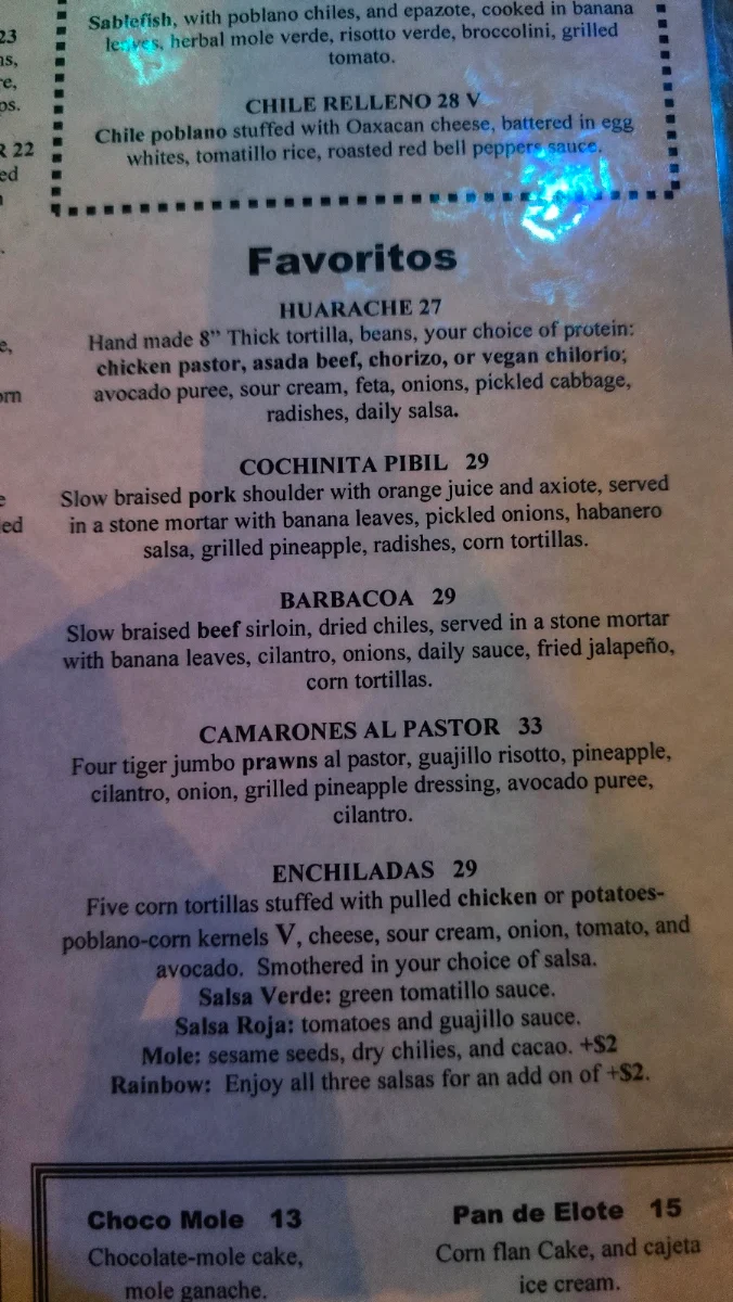 Menu, Zapoteca
