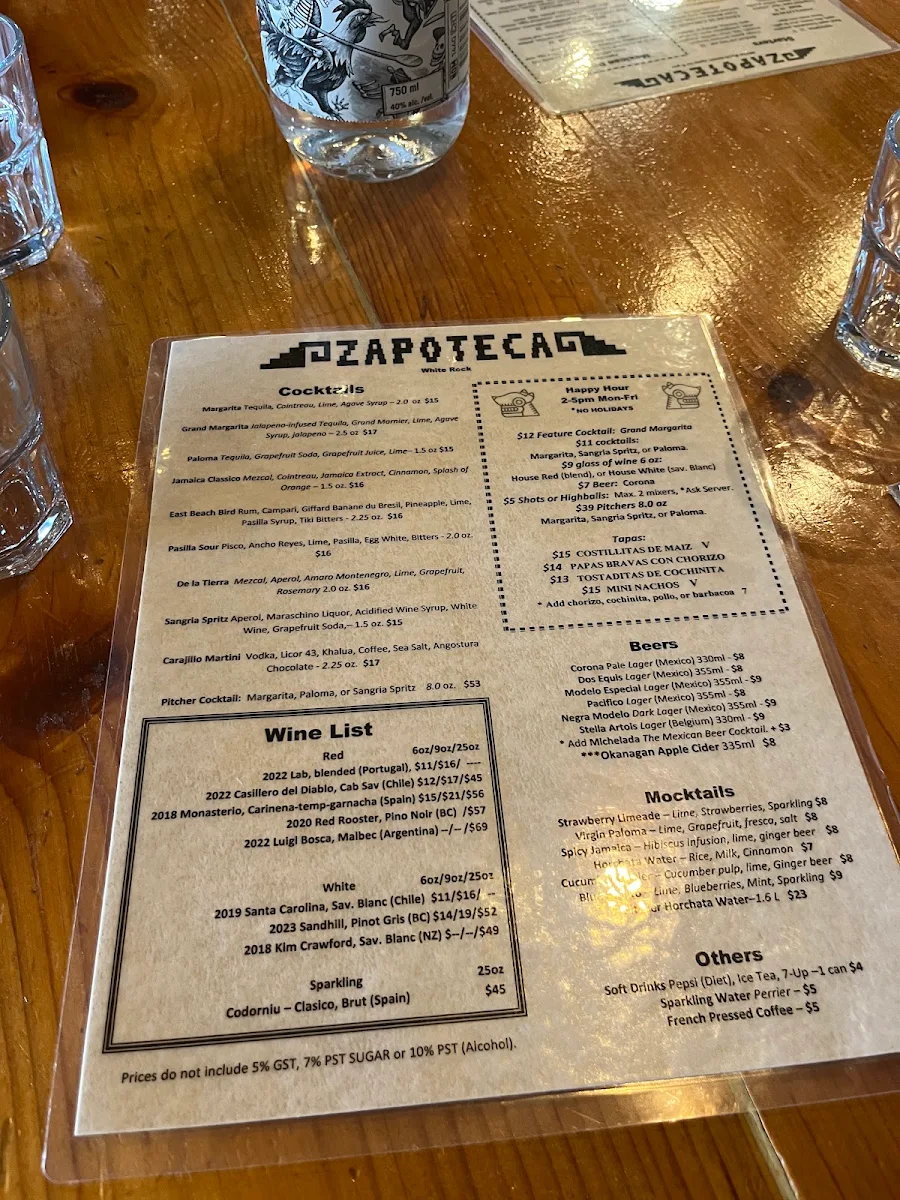 Menu, Zapoteca