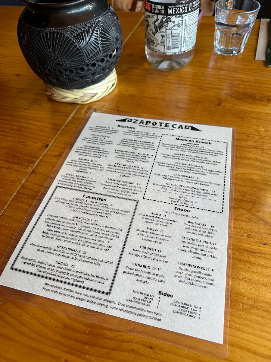 Menu, Zapoteca