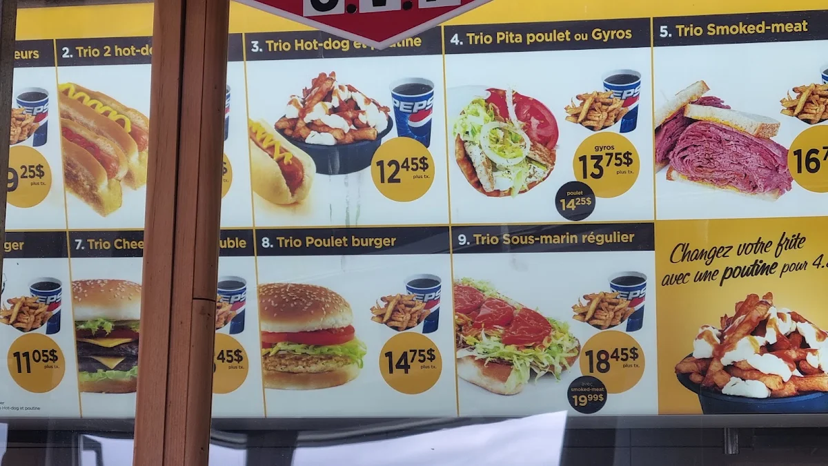 Menu, Le Petit Québec Sainte-Hyacinthe