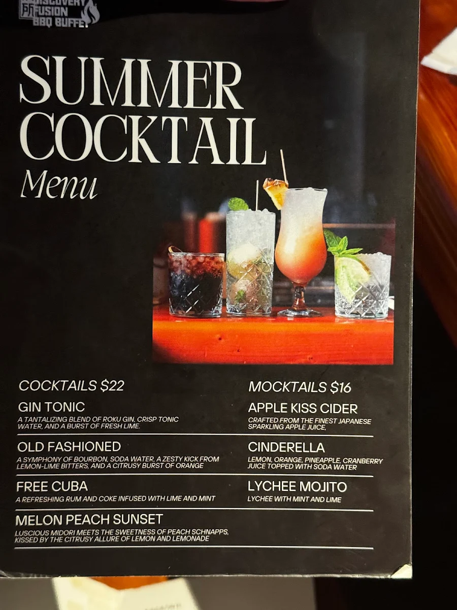 Menu, Discovery Fusion BBQ Buffet 炭所