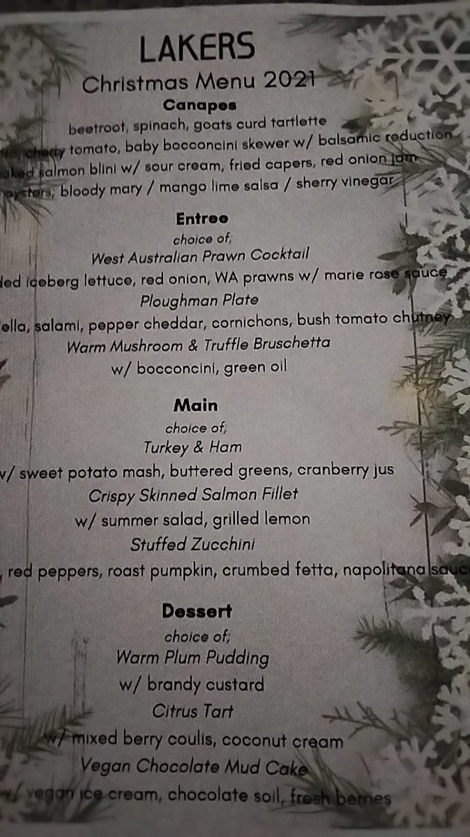 Menu, Lakers Tavern
